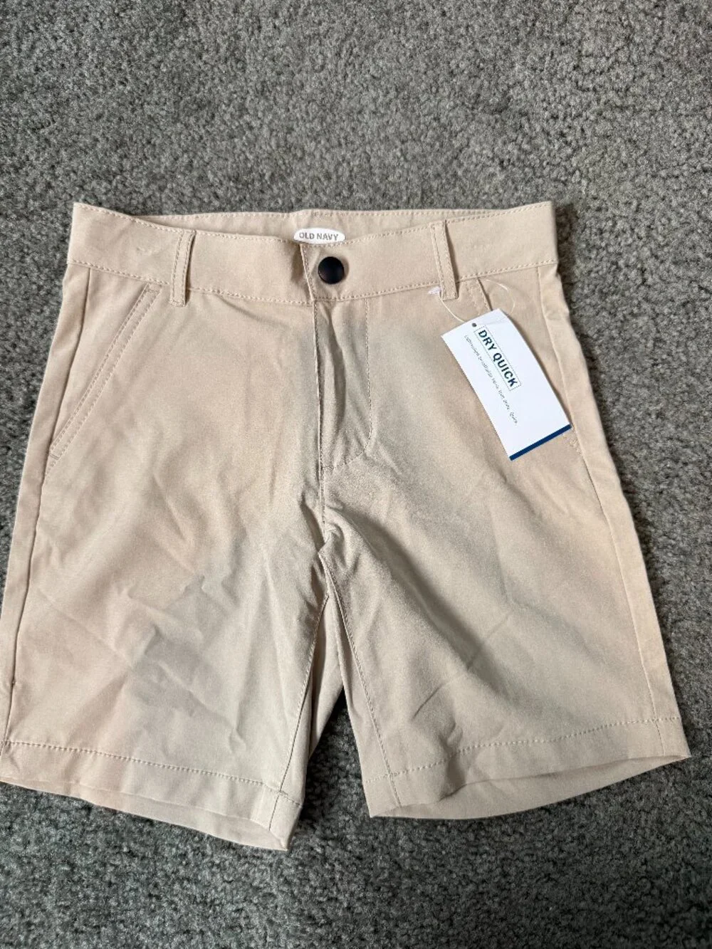 NWT Old Navy Boys Size 7 Khaki Dry-Quick Tech Flat-Front Shorts